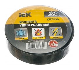 Изолента ПВХ 15мм, 20м, черная IEK ИЭК UIZ-13-10-K02 