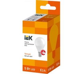 Лампа IEK LED G45 шар 5 Вт 230 В 3000К E14 LLE-G45-5-230-30-E14 