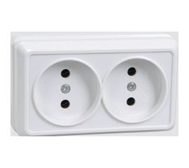 Наружная розетка х2 IEK ОКТАВА б/з белый ERO20-K01-10-DC 
