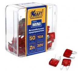 Набор предохранителей KRAFT 10 А, MINI, 50 шт, пласт кор KT 870011 