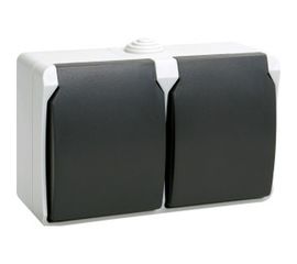 Розетка IEK 2-м ОП Форс с заземлением, с крышкой IP54 РСб22-3-ФСр ИЭК ERS22-K03-16-54-DC 