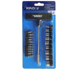 Отвертка с Т-образной рукояткой сменными битами и головками KROFT 21 в 1 203022 