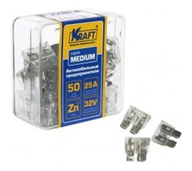 Набор предохранителей KRAFT 25 А, MEDIUM, 50 шт, пласт кор KT 870006 