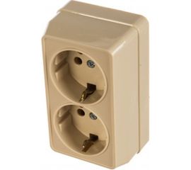 2местная розетка IEK ОКТАВА с заземляющим контактом, 16А, наружная, кремовый ERO21-K33-16-DC 