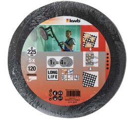 Решётка шлифовальная для эксцентриковых шлифмашин (225 мм; К 120;&nbsp;5 шт.) KWB 491512 