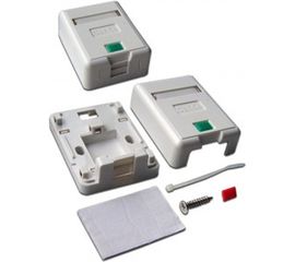 Настенная коробка LANMASTER на 1 порт keystone, с защитными шторками, белая LAN-SA1/S-WH 