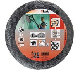 Решётка шлифовальная для эксцентриковых шлифмашин (225 мм; К 80;&nbsp;5 шт.) KWB 491508 