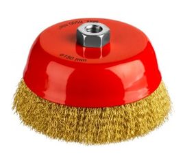 Щетка чашечная для УШМ (латунированная проволока 0,3 мм, 150 мм) MIRAX 35142-150 