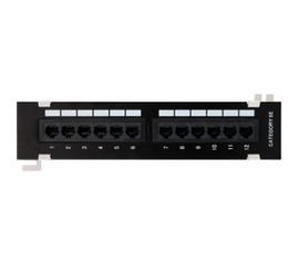 Настенная панель NETLAN 12 портов, категория 5e, RJ45/8P8C, неэкранированный, черная EC-UWP-12-UD2 