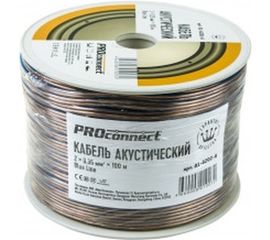 Акустический кабель 2х0.35 кв.мм, прозрачный, 100м PROCONNECT BLUELINE 01-6202-6 