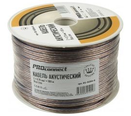 Акустический кабель 2х0.75 кв.мм, прозрачный, 100м PROCONNECT BLUELINE 01-6204-6 