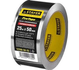 Алюминиевая лента STAYER, до 120С, 50мкм, 50мм х 25м 12268-50-25 