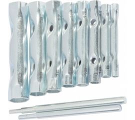 Набор торцевых ключей-трубок SPARTA 6 - 22 мм, вороток, оцинкованные, 9 шт 137525 