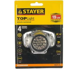 Налобный светодиодный фонарь 19LED, 4 режима, 3ААА STAYER STANDARD 56570 