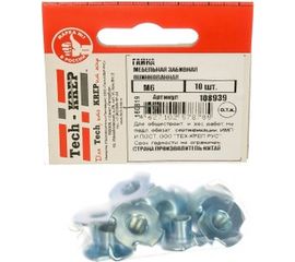 Мебельная забивная гайка Tech-Krep оцинкованная М6 10 шт - пакет 108939 