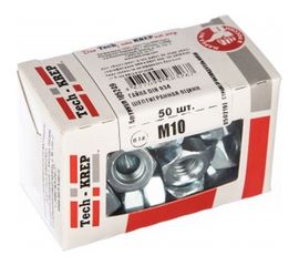 Шестигранная гайка DIN 934 оцинкованная М10, 50шт - коробка Tech-Krep 105249 