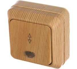 Проходной переключатель TDM Ладога сосна ОП одноклавишный с подсветкой SQ1801-0048 