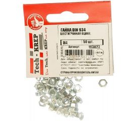 Шестигранная гайка DIN 934 оцинкованная М4, 50шт - пакет Tech-Krep 103023 