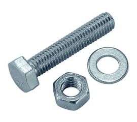 Болт Tech-Krep DIN933 с шестигранной головкой, оцинкованный М10х160 + гайка + шайба 2 шт - пакет 136920 