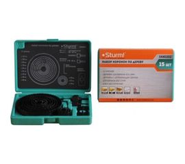 Набор коронок по дереву (15 предметов; 12 коронок 19-127 мм) Sturm 5440202 