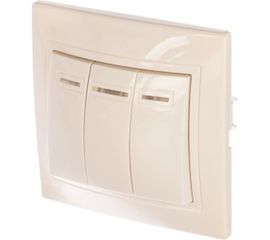 Трехклавишный выключатель TDM с подсветкой, белый Таймыр SQ1814-0006 