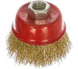 Щетка чашка, латунированная витая проволока, мягкая (65 мм; М14) для УШМ Vira 576165 