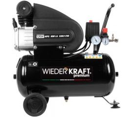 Масляный поршневой компрессор с прямым приводом WIEDERKRAFT 225 л/мин, 24л., WDK-90225 