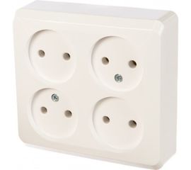 Розетка Schneider Electric 4-м ОП Этюд 16А IP20 без заземления, белая SchE PA16-205B 293411 