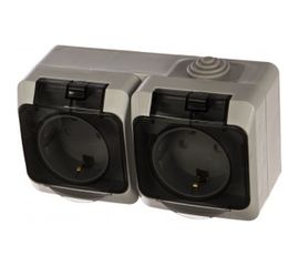 Блок Schneider Electric ОП Этюд IP44 сер. 2-м розетка с заземл. защ. шторки SchE PA16-244C 