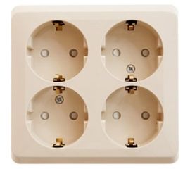 Розетка Schneider Electric 4-м ОП Этюд 16А 250В защитные шторки, с заземлением, кремовая SchE PA16-208K 293416 