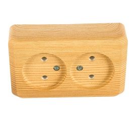 Двухместная розетка Schneider Electric ОП Этюд Дача 16А IP20 без заземления, сосна PA16-005D 