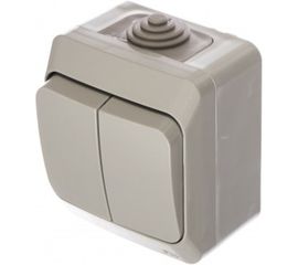 Выключатель Schneider Electric 2-клавишный ОП Этюд 10А IP44 серый SchE BA10-042C 