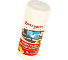 Универсальные чистящие салфетки для экранов и пластика BRAUBERG Лимон 511688 