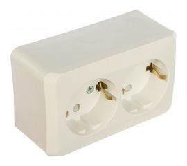 Двухместная розетка Schneider Electric ОП Этюд 16А защ. шторки, с заземлением, белая PA16-008B 