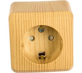 Розетка Schneider Electric 1-м ОП Этюд Дача 16А с заземлением, защитные шторки сосна SchE PA16-004D 