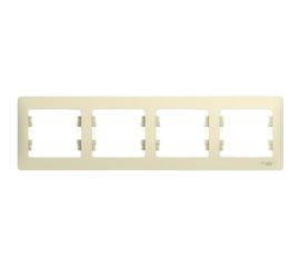 Рамка Schneider Electric 4-местная GLOSSA горизонтальная, бежевая SchE GSL000204 