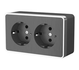 Двойная розетка Werkel WL15-02-03 с заземлением Gallant графит a041398 