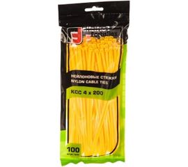 Нейлоновые стяжки FORTISFLEX КСС 4х200 желтый 100 штук 49431 