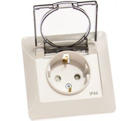 Одноместная розетка Schneider Electric СП Glossa 16А с защ. крышкой, защ. шторки, с заземлением IP44 белая GSL000148 