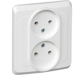 Двухместная розетка Schneider Electric СП Этюд 16А без заземления, белая SchE PC16-005B 