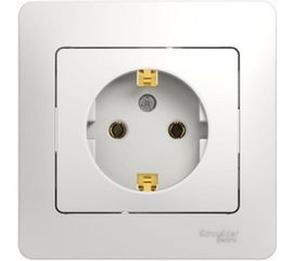 Розетка Schneider Electric 1-м GLOSSA с заземлением, белая SchE GSL000142 