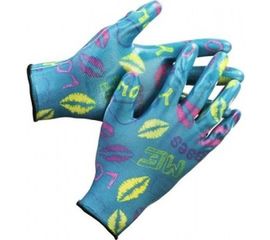 Садовые перчатки с прозрачным нитриловым покрытием Grinda синие, р. S-M 11296-S 