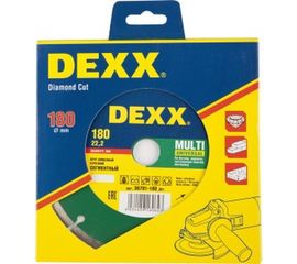 Круг отрезной алмазный универсальный сегментный (180x7x22.2 мм) для УШМ DEXX 36701-180_z*01 