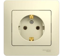 Розетка Schneider Electric 1-м GLOSSA с заземлением, бежевая SchE GSL000242 
