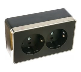 Двойная розетка с заземлением Werkel W5072135 Gallant черный хром a050977 
