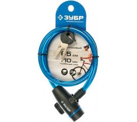 Тросовый замок Зубр ПРОФЕССИОНАЛ 3 ключа в комплекте, длина троса 650мм, d 10мм 37261-65_z01 