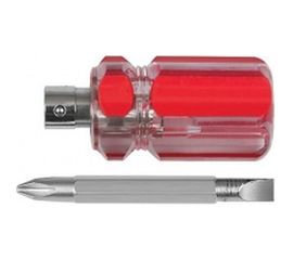 Отвертка с переставным жалом Коротыш, пластиковая красная прозрачная ручка 6x32 мм PH2/SL6 КУРС 56209 