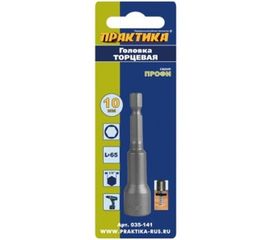 Головка магнитная Н10 (хвостовик HEX 1/4) ПРАКТИКА 035-141 