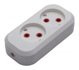 Переносная розетка STEKKER разборная 2 гнезда без заземления 250В 10A IP20 белая, PST10-200-20 39007 