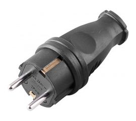 Прямая вилка STEKKER с заземляющим контактом, каучук 250В 16A IP44 черная RPG16-21-441 В 16-001 32748 